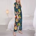thumbnail image 3 of Yiaed Blue Floral Print Pajamas Women's Long Sleeve Sleepwear Soft Button Down Loungewear Pjs Lounge Set Nightwear Womens Pajama Pants-Small, 3 of 7