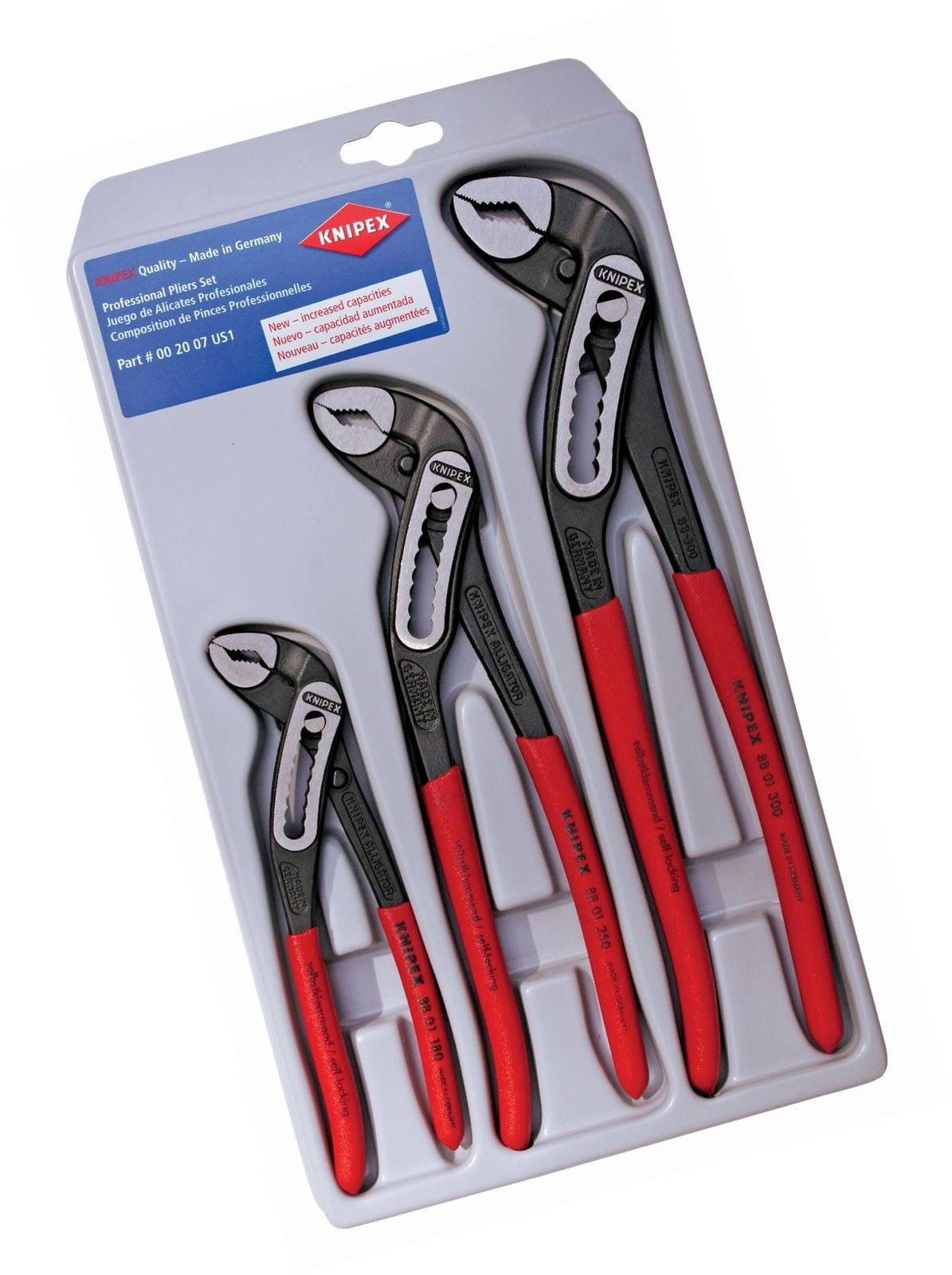 7-Inch, 10-Inch, 12-Inch NEW Knipex 002007US1 3-Piece Alligator Pliers Set