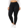 thumbnail image 3 of Plus Size Leggings for Women, High Waisted Black Super Soft Yoga Pants with Pockets, Petite to Plus Size Womens Leggings Non See Through, Workout Running Daily | TruHer,Black 3XL, 3 of 9