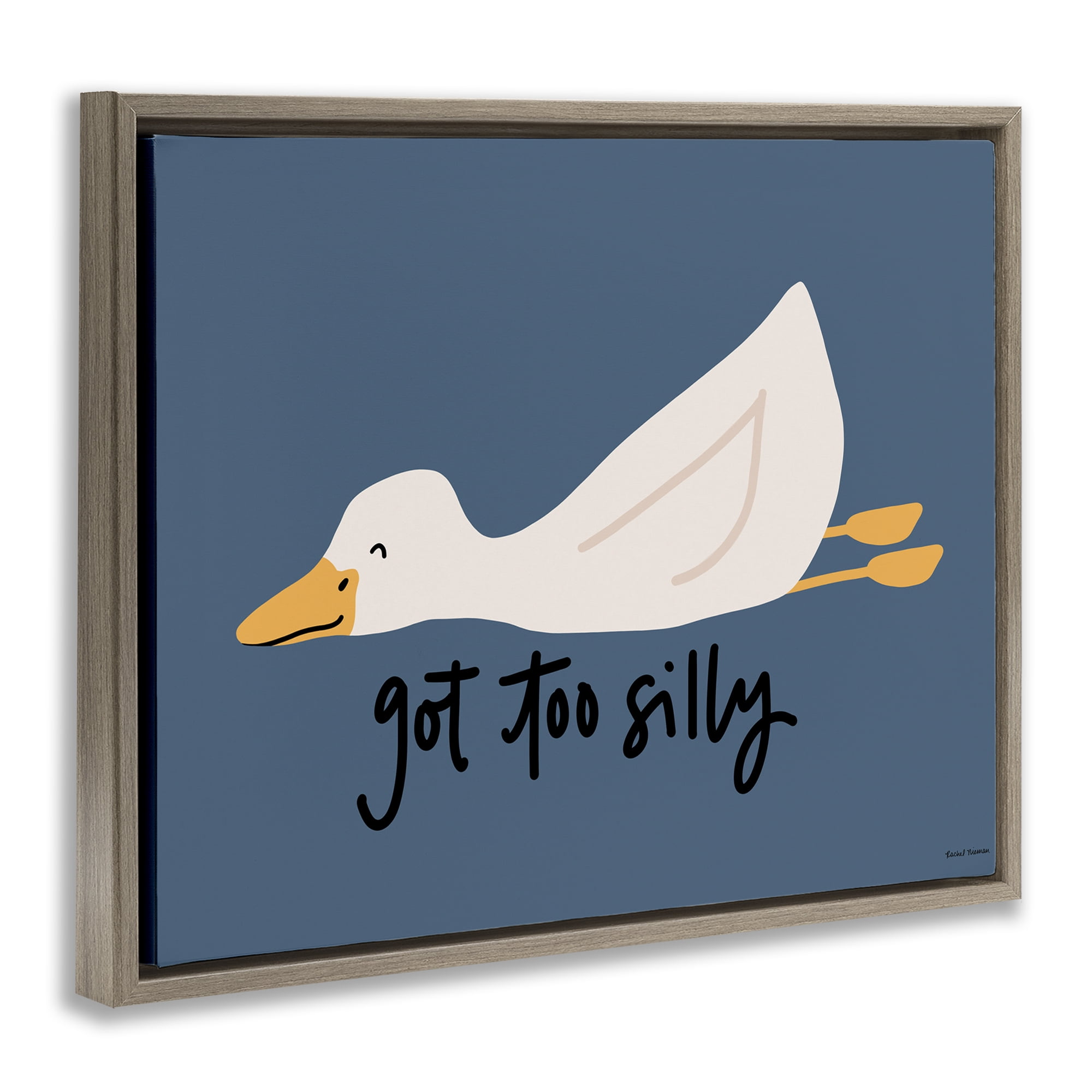 Stupell Industries Got Too Silly Duck Brown Framed Floater Canvas Wall Art, design by Rachel Nieman