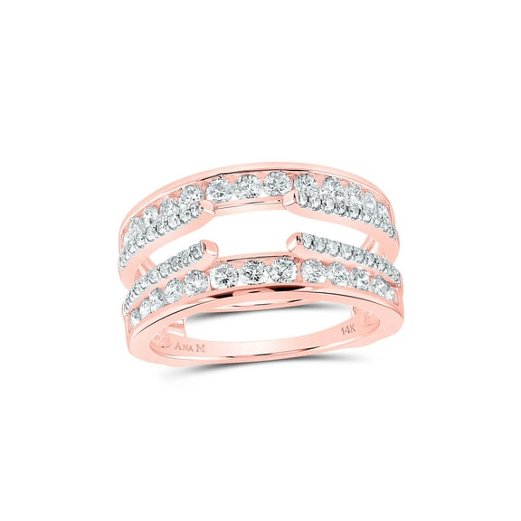 14kt Rose Gold Womens Round Diamond Wrap Ring Guard Enhancer 1 Cttw