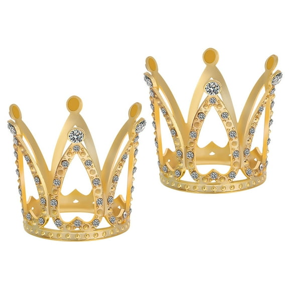 BESTOYARD 2Pcs Crown Centerpieces Golden Alloy for Women at Birthday Parties