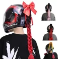 thumbnail image 2 of Casco de motocicleta con trenzas para mujer, nuevo estilo, moda punk, multicolor, peluca de cola de caballo con trenza sucia, tocado con ventosa, 2 of 5