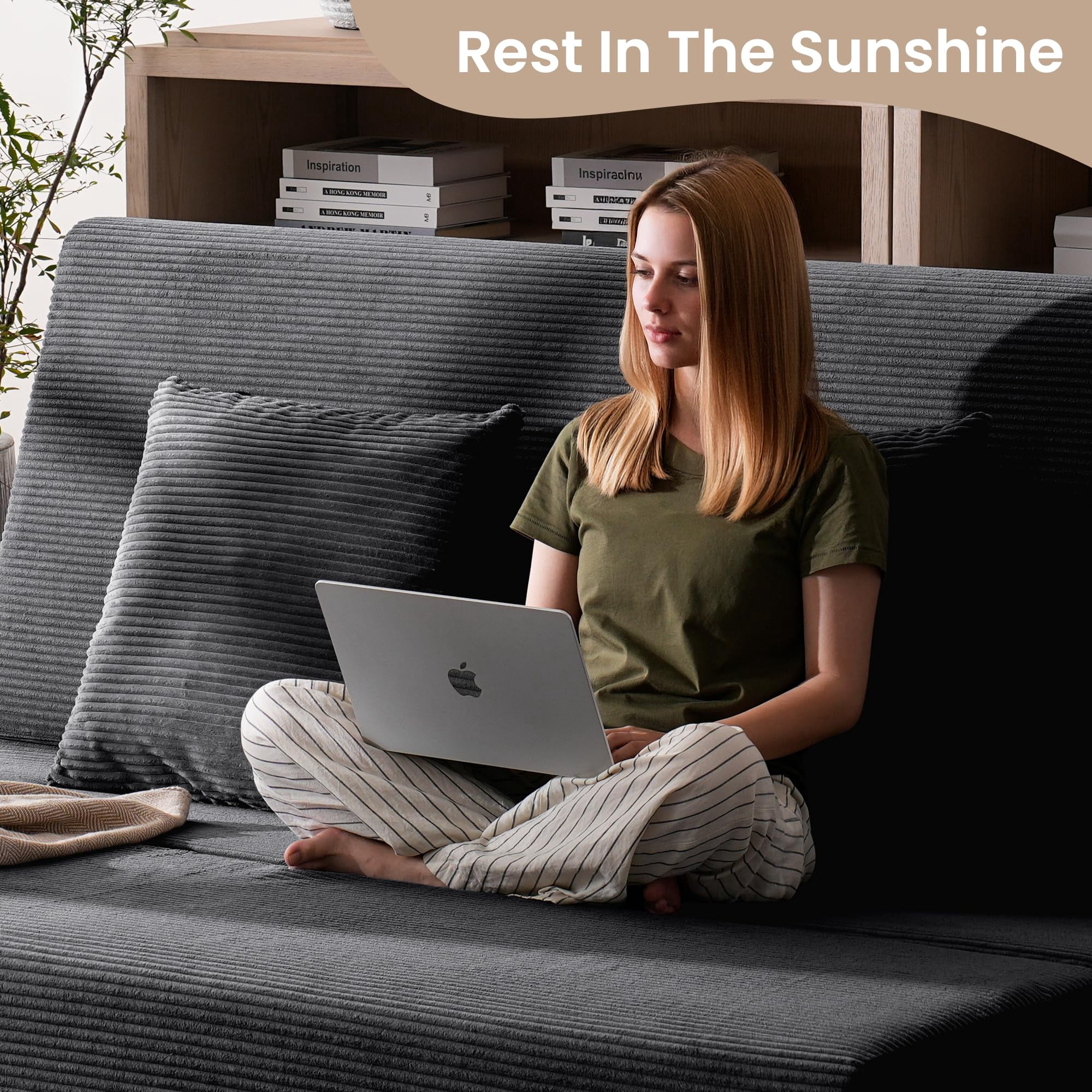 Vorthio Ergonomic Accent Sofa Chair with Wide Seat and Deep Cushion, 105° Reclined Backrest, High Density Foam & S Spring Support, Dual Removable Fabric Covers, Steel Frame Living Room Lounge Chair