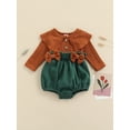 thumbnail image 4 of Douhoow Infant Baby Girls Long Sleeve Jumpsuit Patchwork Round Collar Stitching Short Romper, 4 of 9