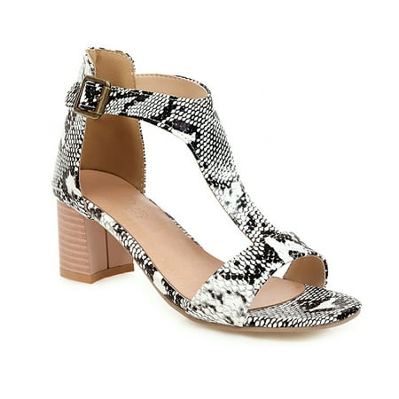 

IELGY Women s Fish mouth sandals Shallow mouth Printing Simple Square toe Ethnic