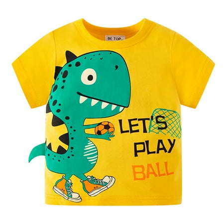 

Boy Tee Shirts Kids Baby Girls Summer Cartoon Dinosaur Short Sleeve Crewneck T Shirts Tops Tee Clothes For Children Outfits For 3-4 Years