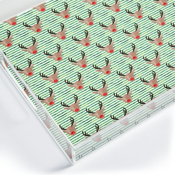 Society6 Reeve Pattern White by Schatzi Brown Acrylic Tray