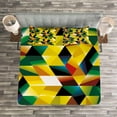 thumbnail image 3 of Ambesonne Yellow Quilted Bedspread Set 3 Pcs, Geometric Green, King Size, Yellow Dark Green, 3 of 3