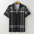 thumbnail image 4 of CONZONE Men's Polo Shirt Short Sleeve Casual Polo Shirt for Men Plaid Breathable Slim Fit Cozy Summer Golf Shirts, 4 of 7