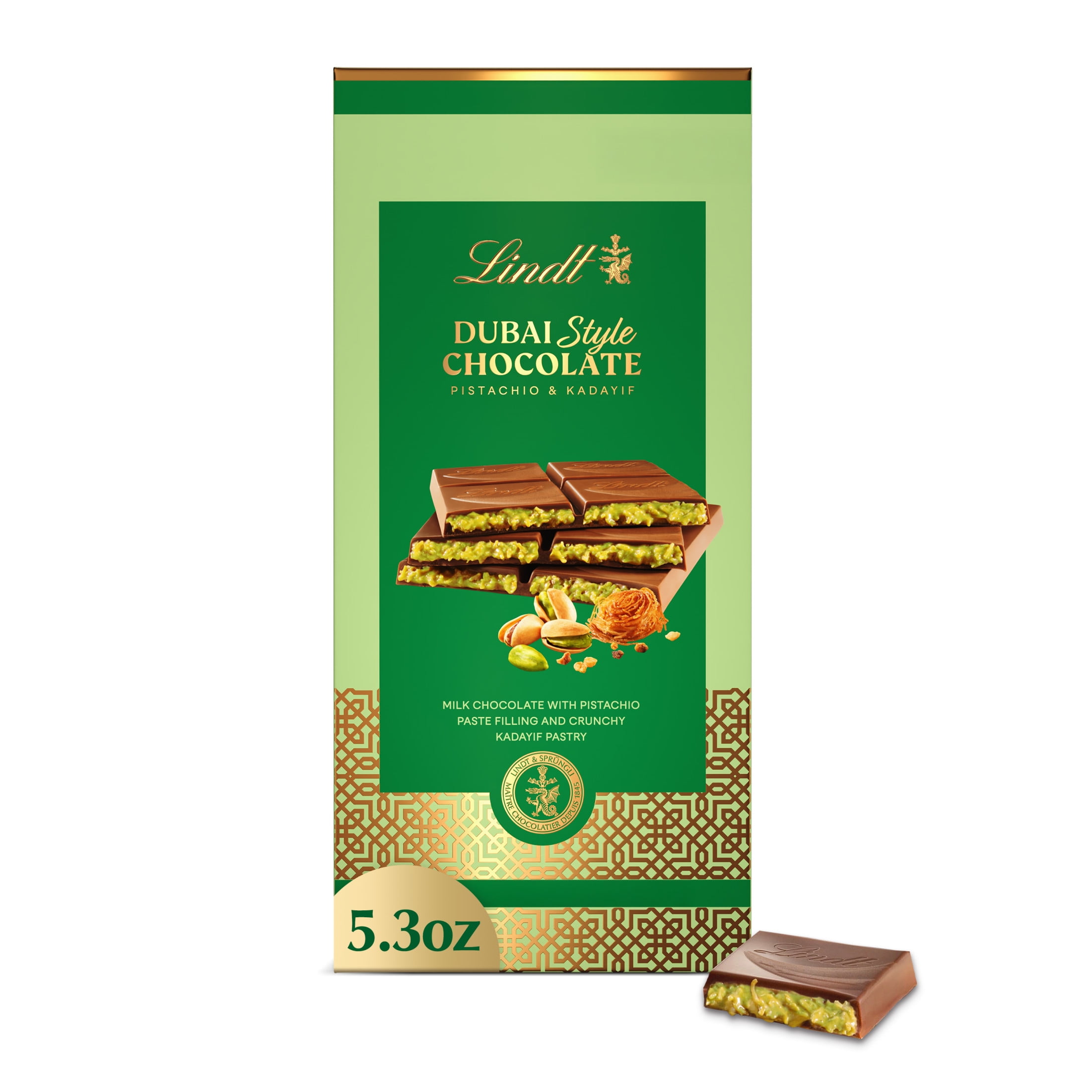Lindt Dubai Style Chocolate 5枚入り Lindt Dubai Style Milk Chocolate Candy with Pistachio & Kadayif