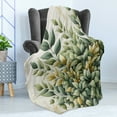 thumbnail image 3 of Ambesonne Eucalyptus Leaves Fleece Throw Blanket Bold Branches 50"x70" Laurel Green Eggshell, 3 of 5