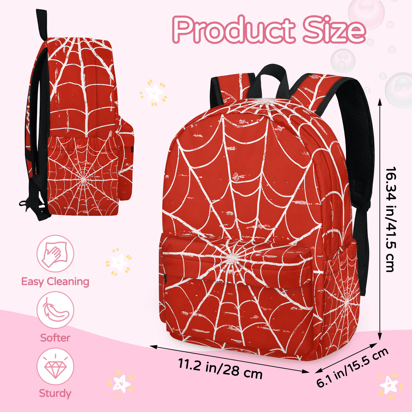 Herdesigns Red Spiders Web Backpack for Men Women, Lightweight Laptop Backpack 16.3 Inch Funny Theme Casual Daypack for Travel Work Commuter