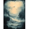 thumbnail image 1 of Qisvanset Framed Canvas Wall Art 12x16 Inch Stormy Sky Flying Birds Moody Nature Wall Art, 1 of 5