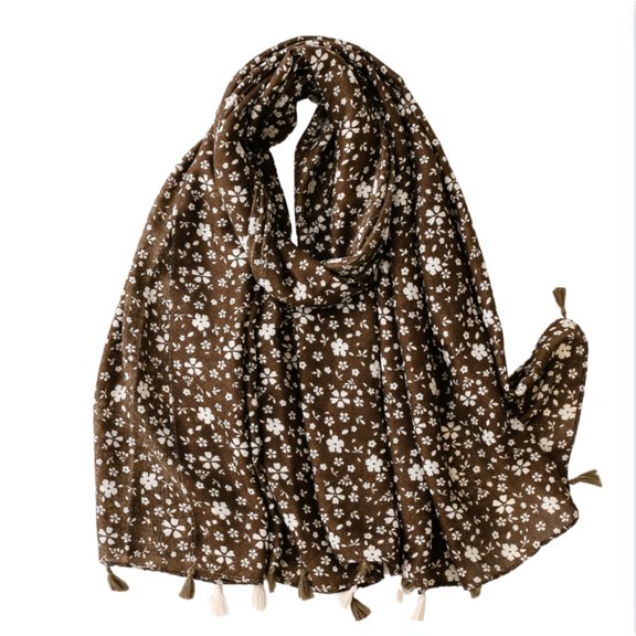 Brown Dainty Flower Scarf