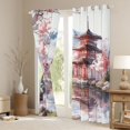 thumbnail image 3 of Manfei Watercolor Pagoda Black Out Curtains for Home, Fuji Sakura Curtains Pack of 2 (42x63 Each) for Office, Pink Gray White, 3 of 6