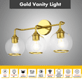 thumbnail image 2 of Hamilyeah Gold Bathroom Vanity Light Fixture Over Mirror, 3 Light Bathroom Vanity Lighting with Glass Globe, Modern Vanity Light Fixture Gold for Bath, Powder Room, Living Room, 2 of 10