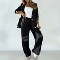 thumbnail image 2 of Feancey Blazer Suits for Women Business Casual 2 Piece Outfits Ribbed Cuff Suit Jackets and Straight Leg Pant Sets Fashion Fashion Outfits Black 3XL, 2 of 9