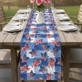 thumbnail image 4 of 250th Anniversary Table Runner 90 Inches, 4th of July Blue Red Stars Bow Plaid Bed Runner Dresser Scarves Tabletop for Indoor Outdoor Parties/Ceremony/Banquet, 13" x 90", 4 of 9