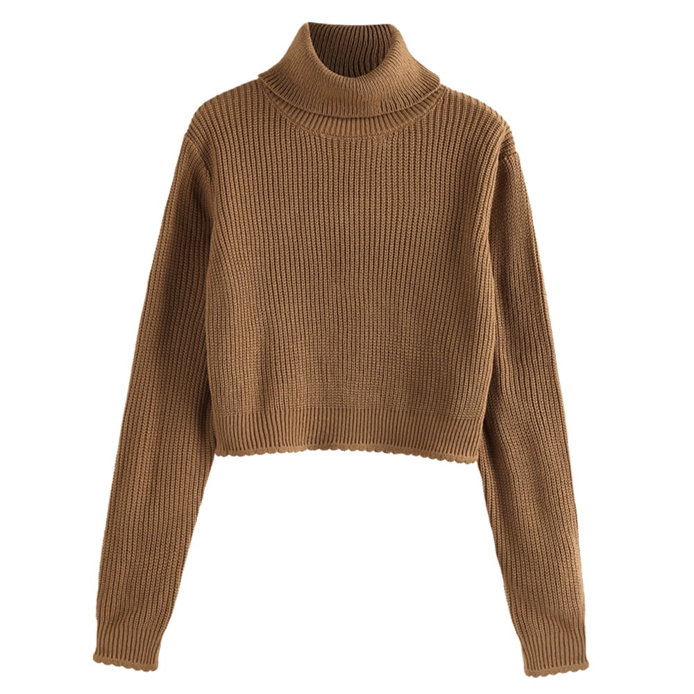 ZAFUL Turtleneck Scalloped Hem Crop 