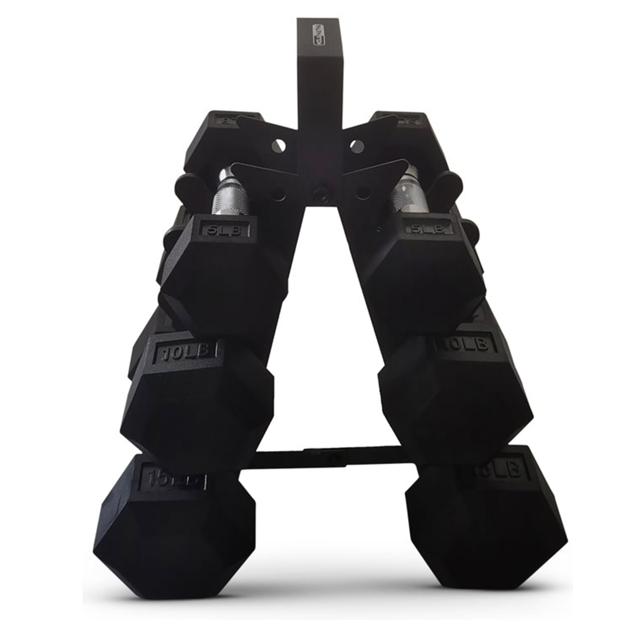 Open Box HolaHatha Hexagonal Dumbbell Weight Set w/Rack, 5, 10, & 15 Lbs