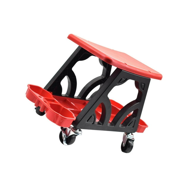 Tabouret de Détaillage Automobile Chaise Mécanicien Nettoyage Sièges Grenouillères Tabouret Maison avec Support de Rangement pour Réparation de Voiture Rouge