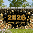 thumbnail image 5 of Gold Theme 2026 New Year Banner Golden Balloons Happy New Year Display Firework Design Star Patterns 2026 Celebration Background for New Year Party 2026 Celebration Indoor Decoration, 5 of 9