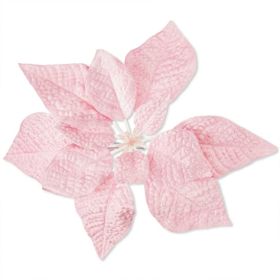 Glitter Poinsettia Christmas Clip Ornament, Pink, 11", by Holiday Time