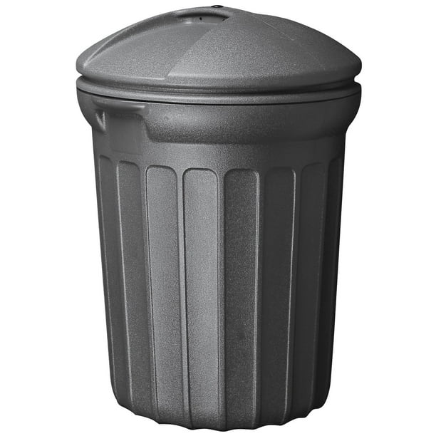 Rough & Rugged TB0007 32 Gallon Black Round Trash Can Pack of 6