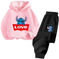 thumbnail image 5 of Conjunto de sudadera con capucha Kawaii Stitch 2024, conjunto de sudadera informal de manga larga y pantalones largos para niñas de 2 a 13 años, conjunto de ropa de otoño de 2 piezas, 5 of 5