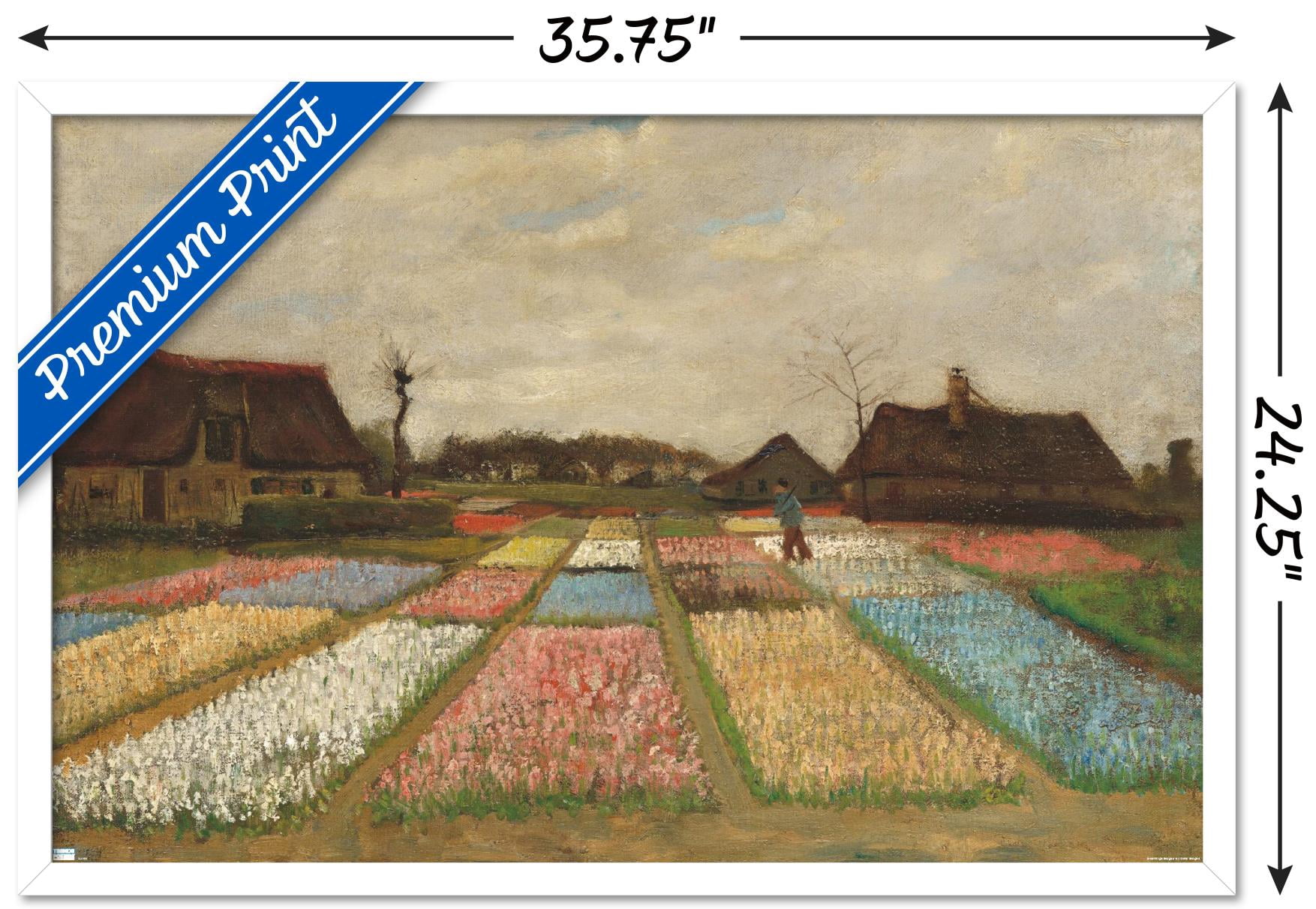 Flower Beds in Holland by Vincent van Gogh Wall Poster, 22.375" x 34" Framed