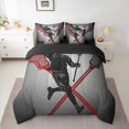 thumbnail image 2 of Homewish Kids Sport Game 7-Piece Bedding Comforter Set,Lacrosse Lover King Bedding Sets,Gray Black Red Bed Sheets For Boys Teens,Microfiber Bedroom Decor Reversible, 2 of 8