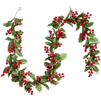 6FT Red Berry Christmas Garland, Flexible Artificial Berry Garland for Indoor Outdoor Home Fireplace Decoration for Winter Christmas Holiday New Year Decor