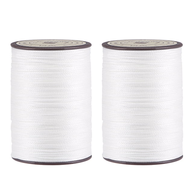 Unique Bargains 2 Pack Thin Waxed Thread 137 Yards 0.55mm Polyester String Cord for Machine Sewing Hand Quilting Weaving, White