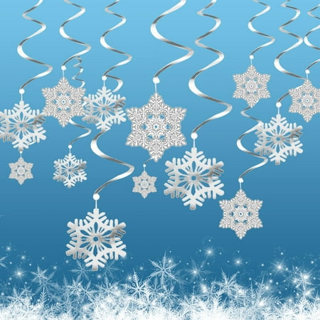 

Trimming Shop Christmas Ceiling Decorations Snowflakes Hanging Swirls Silver - 30pcs