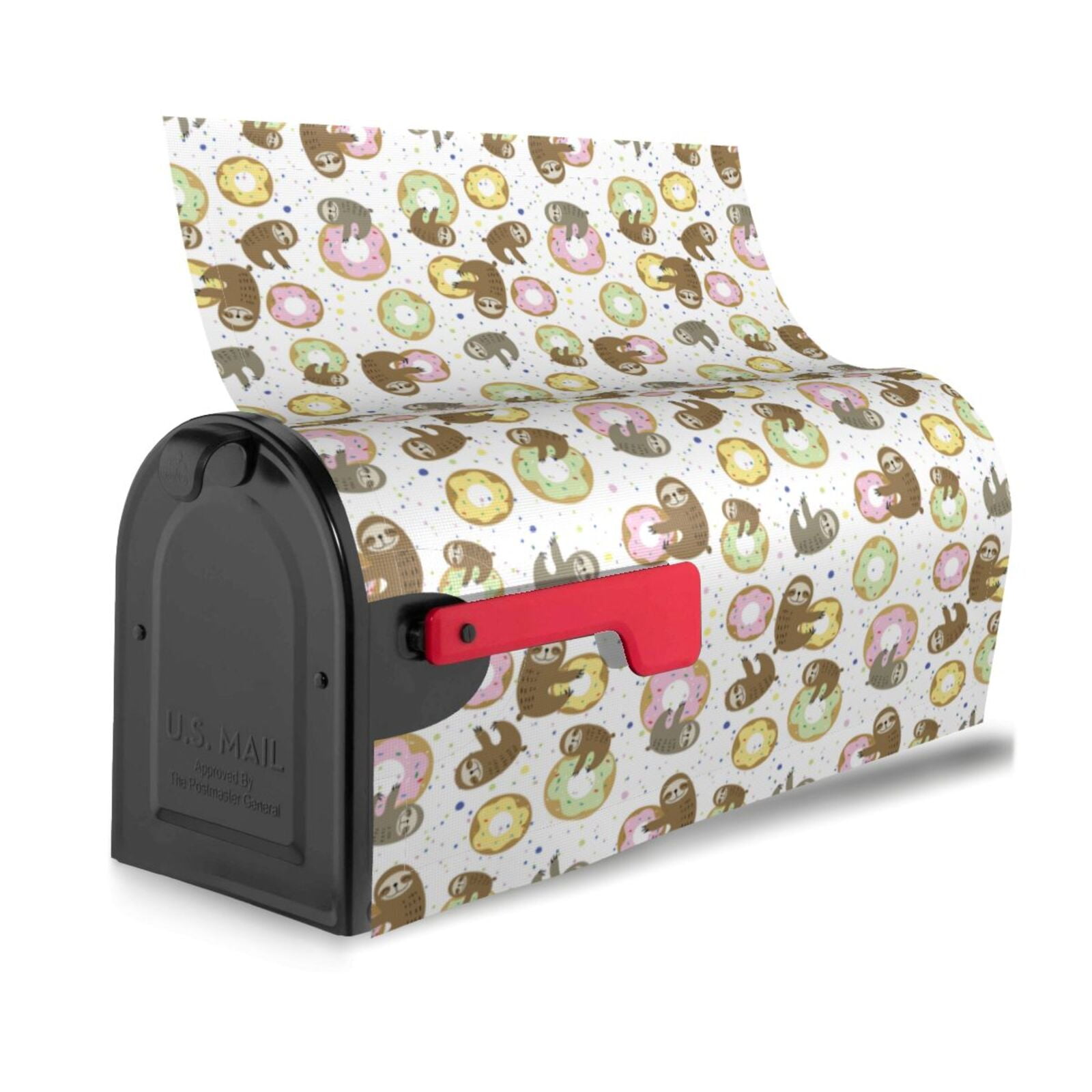Hirioo Donut Sloth for Magnetic, Waterproof Mailbox Cover,Perfect for Fall, Winter, Spring, and Summer Outdoor Decor-25.5x21 in