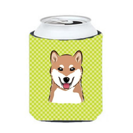 

Checkerboard Lime Green Shiba Inu Can Or Bottle Hugger 12 Oz.