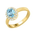 thumbnail image 2 of Gold Over Sterling Silver with Natural Sky Blue Topaz and White Topaz Halo Ring, 2 of 5