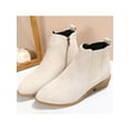 thumbnail image 4 of Frontwalk Ladies Winter Boot Comfort Chelsea Boots Casual Ankle Booties Work Fashion Block Heels Bootie Womens Side Zip Ivory White 7.5, 4 of 9