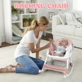 thumbnail image 3 of Loewten 4-in-1 Baby High Chair,Portable Folding Dining Chairs with Adjustable Height for Baby and Toddlers,Eat & Play with Five-Point,Pink, 3 of 9