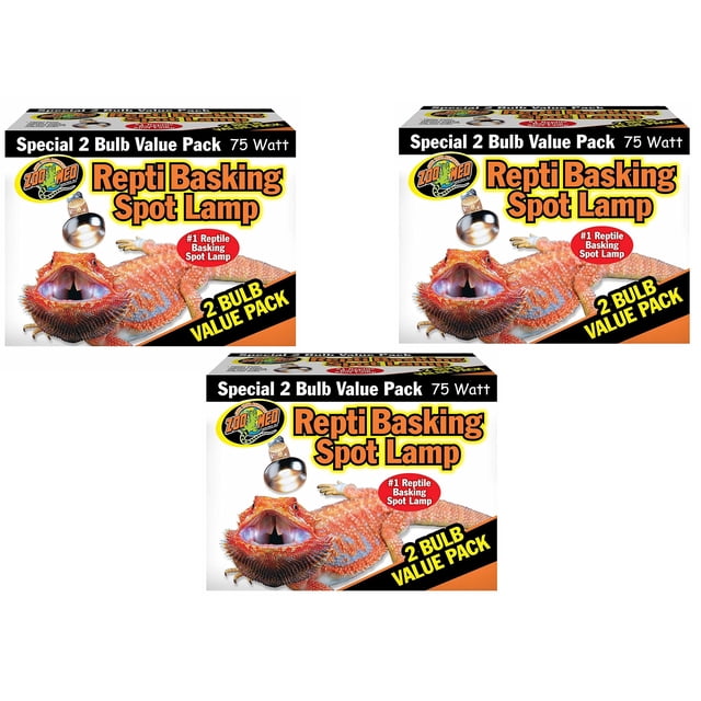 Lámpara Zoo Med para reptile Basking Spot, 75 W, 6 bombillas (3 paquetes)