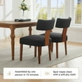 thumbnail image 5 of Upholstered Dining Chairs Set of 2, Linen Armless Chairs with Curved Backrest and Solid Wood Legs for Dining Room, Kitchen, Black, 5 of 7