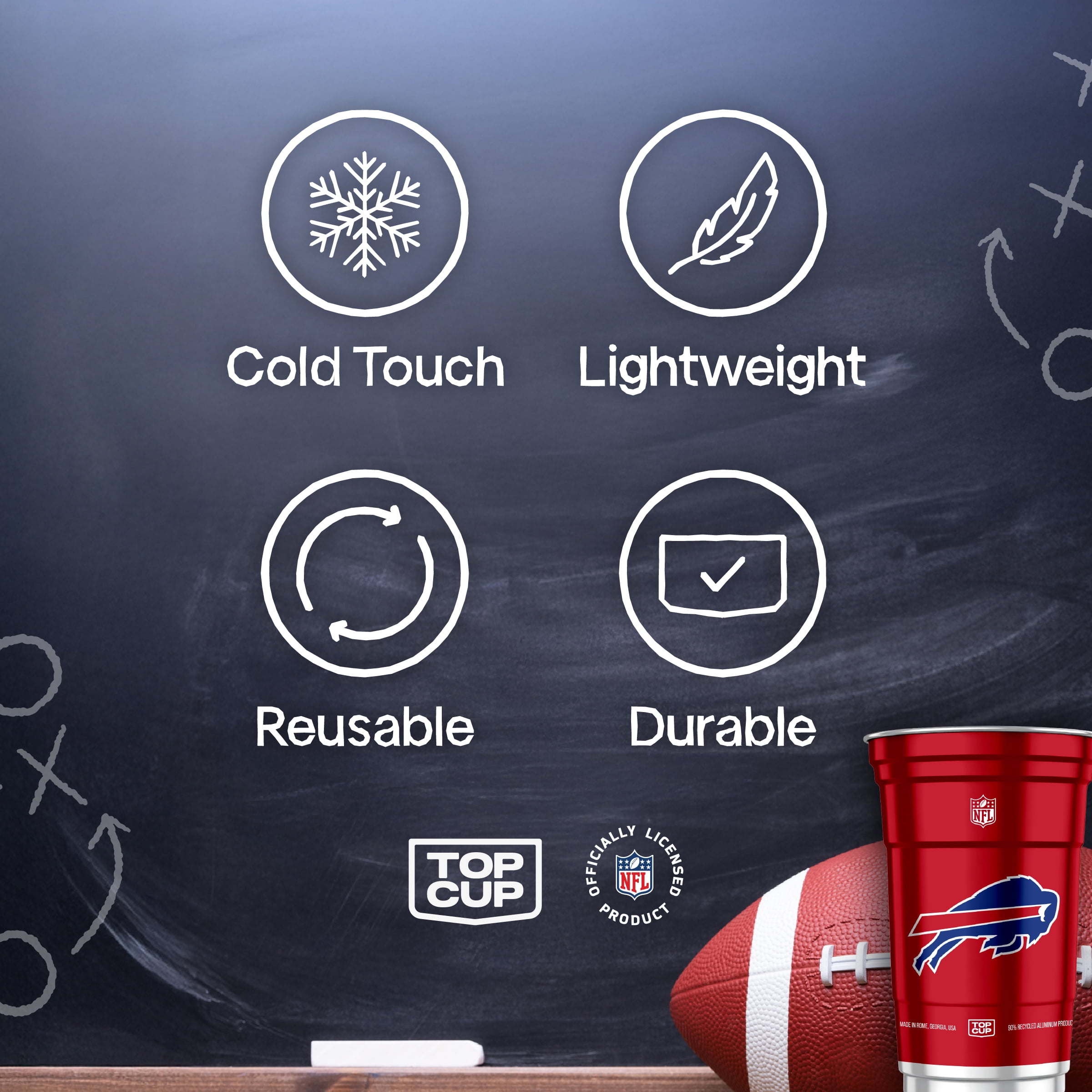 Top Cup NFL Buffalo Bills Aluminum Party Cups, 20oz, 10 count