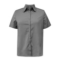 thumbnail image 3 of Summer Tops for Women Shirt Women Linen Shirt Summer Button Down Linen Top Oversized V Neck Large Sized Clothing Solid Top Dress Womens plus Size Short Sleeve Work Out Woman Grey L, 3 of 4