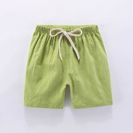 Toddler Kids Baby Boy Girls Fashion Cute Solid Color Linen Pants Sports Casual Shorts Elastic Waist Yoga Clothes Shorts For Girl High Waisted tummy control panties