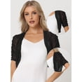 thumbnail image 2 of DARING DIVA Women's Mesh Sheer Shrug Cropped Cardigan Bolero S Black, 2 of 6