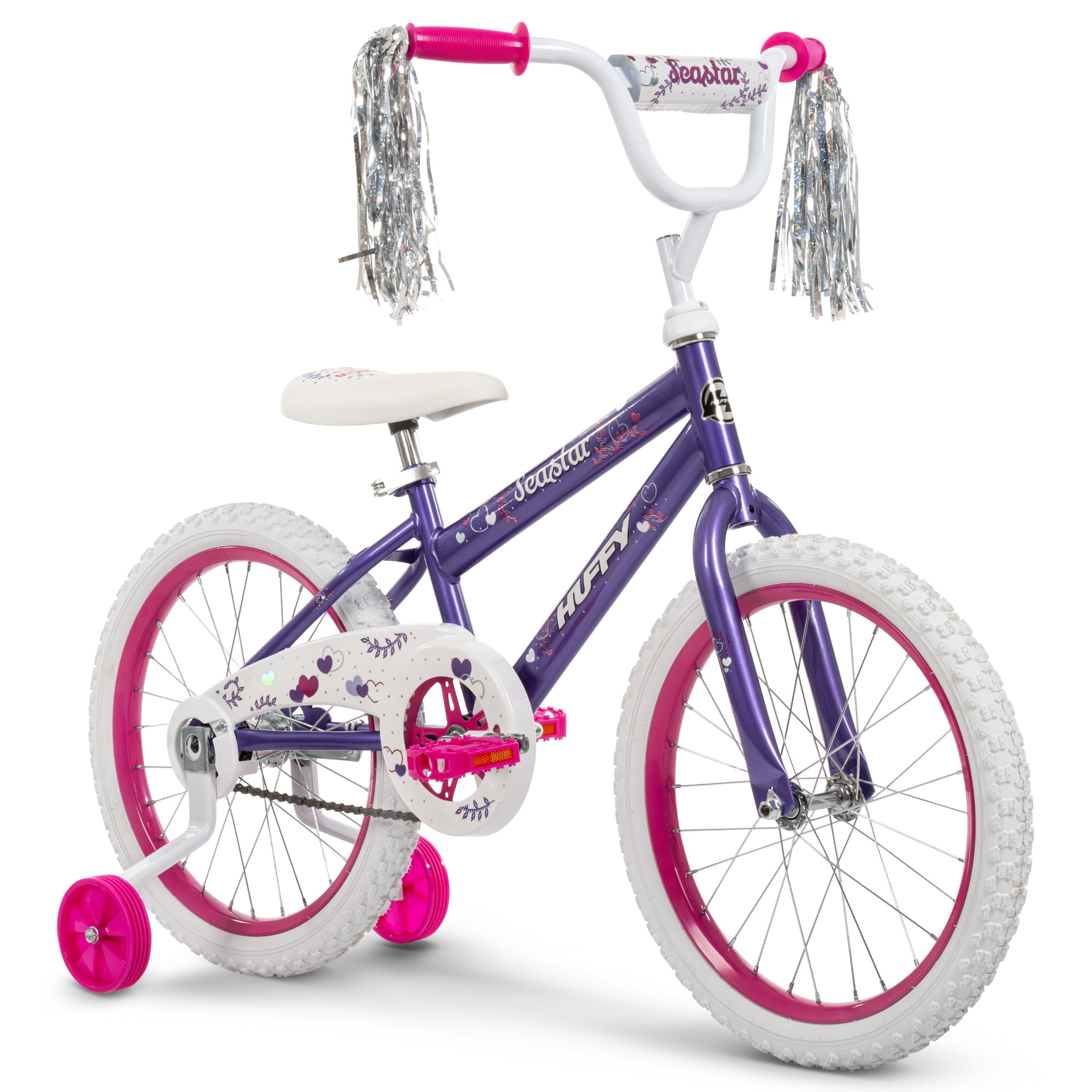 Huffy 18in Sea Star Kids Bicycle, for Kids Ages 4+, Training Wheels, Child, Purple