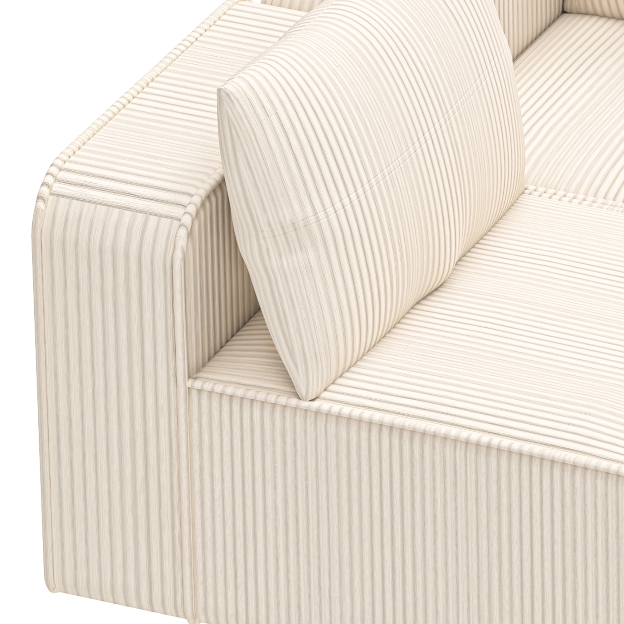 Uforic Cloud Sectional Sofa Couch with L-Shape Chaise, Deep Seat, 4 Pillows, Corduroy Upholstery for Indoor, White