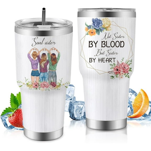 30oz Soul Sister Tumbler with Stainless Steel Straw Leakproof Travel Coffee Cup, Perfect Birthday Gift for Bestie Women, Best Friends