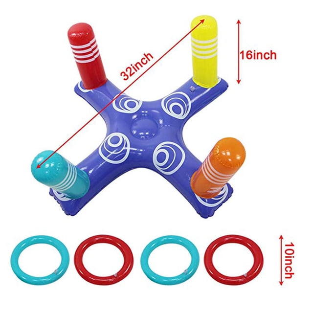 Juego de juegos de juguetes para piscina, juego de lanzamiento de anillo cruzado inflable de baloncesto para piscina y lanzamiento de anillo inflable, juguetes de piscina para niños para ado